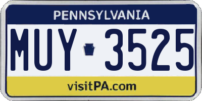 PA license plate MUY3525