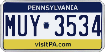 PA license plate MUY3534