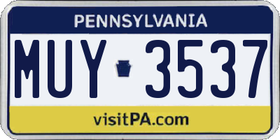 PA license plate MUY3537