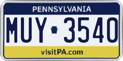 PA license plate MUY3540