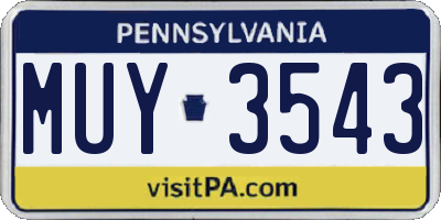PA license plate MUY3543