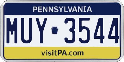 PA license plate MUY3544