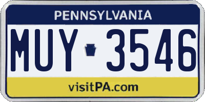 PA license plate MUY3546