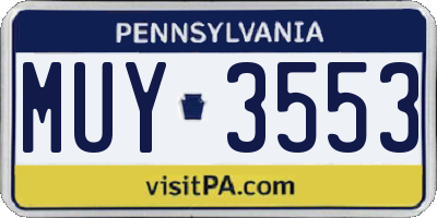 PA license plate MUY3553