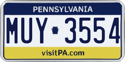 PA license plate MUY3554