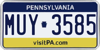 PA license plate MUY3585