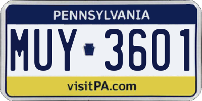 PA license plate MUY3601