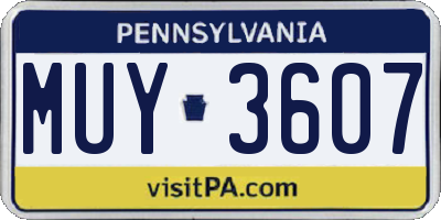 PA license plate MUY3607