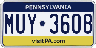 PA license plate MUY3608