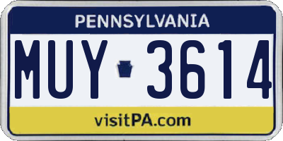PA license plate MUY3614