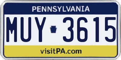 PA license plate MUY3615