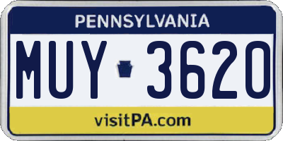 PA license plate MUY3620