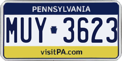 PA license plate MUY3623