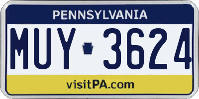 PA license plate MUY3624