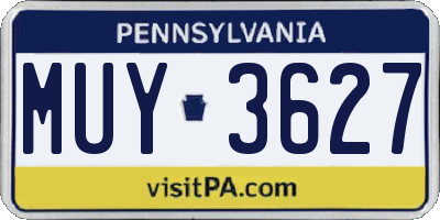 PA license plate MUY3627