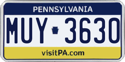 PA license plate MUY3630
