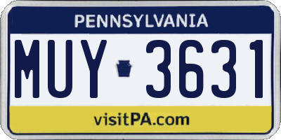 PA license plate MUY3631