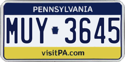 PA license plate MUY3645