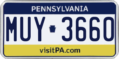 PA license plate MUY3660