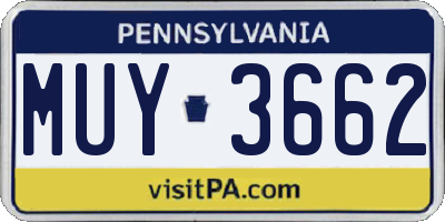 PA license plate MUY3662