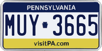 PA license plate MUY3665