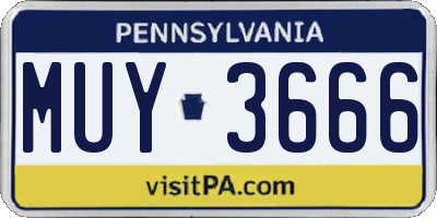 PA license plate MUY3666
