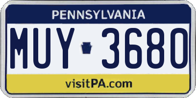 PA license plate MUY3680