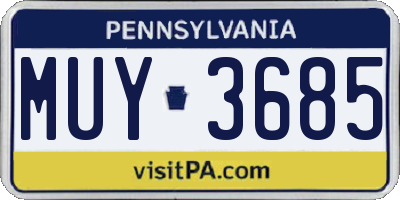 PA license plate MUY3685