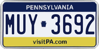 PA license plate MUY3692