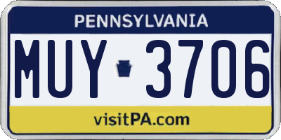 PA license plate MUY3706