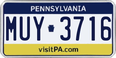PA license plate MUY3716