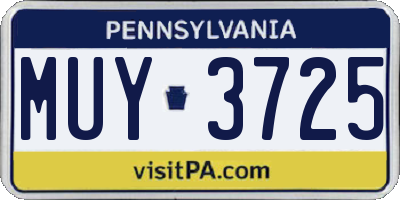 PA license plate MUY3725