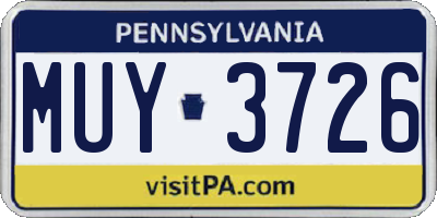 PA license plate MUY3726
