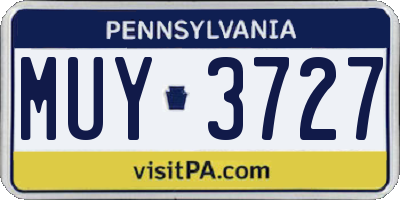 PA license plate MUY3727