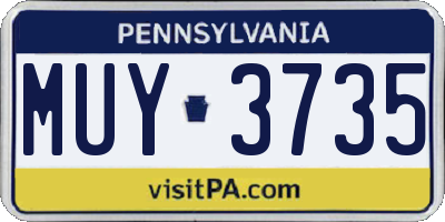 PA license plate MUY3735