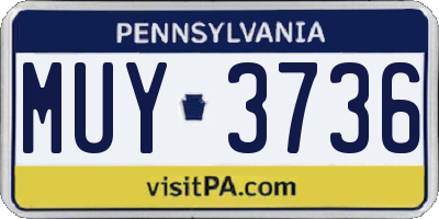 PA license plate MUY3736