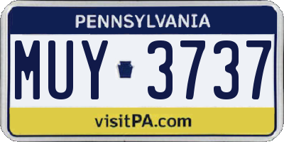PA license plate MUY3737