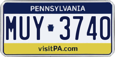 PA license plate MUY3740