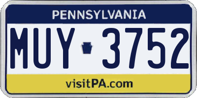 PA license plate MUY3752