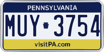 PA license plate MUY3754