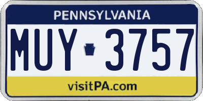 PA license plate MUY3757