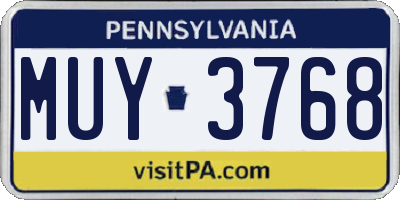 PA license plate MUY3768