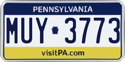 PA license plate MUY3773