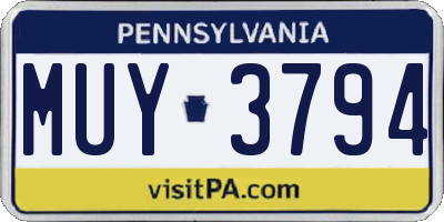 PA license plate MUY3794