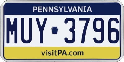 PA license plate MUY3796