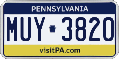 PA license plate MUY3820