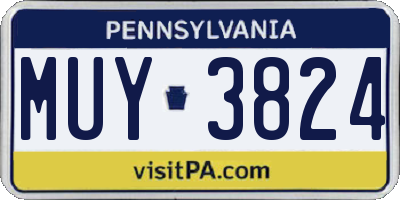 PA license plate MUY3824