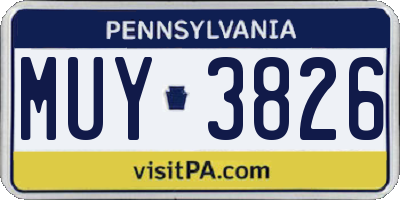 PA license plate MUY3826