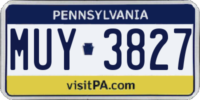 PA license plate MUY3827