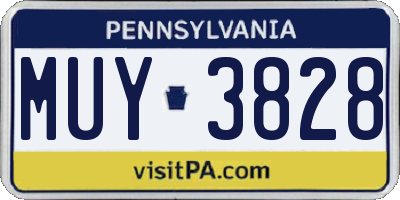 PA license plate MUY3828